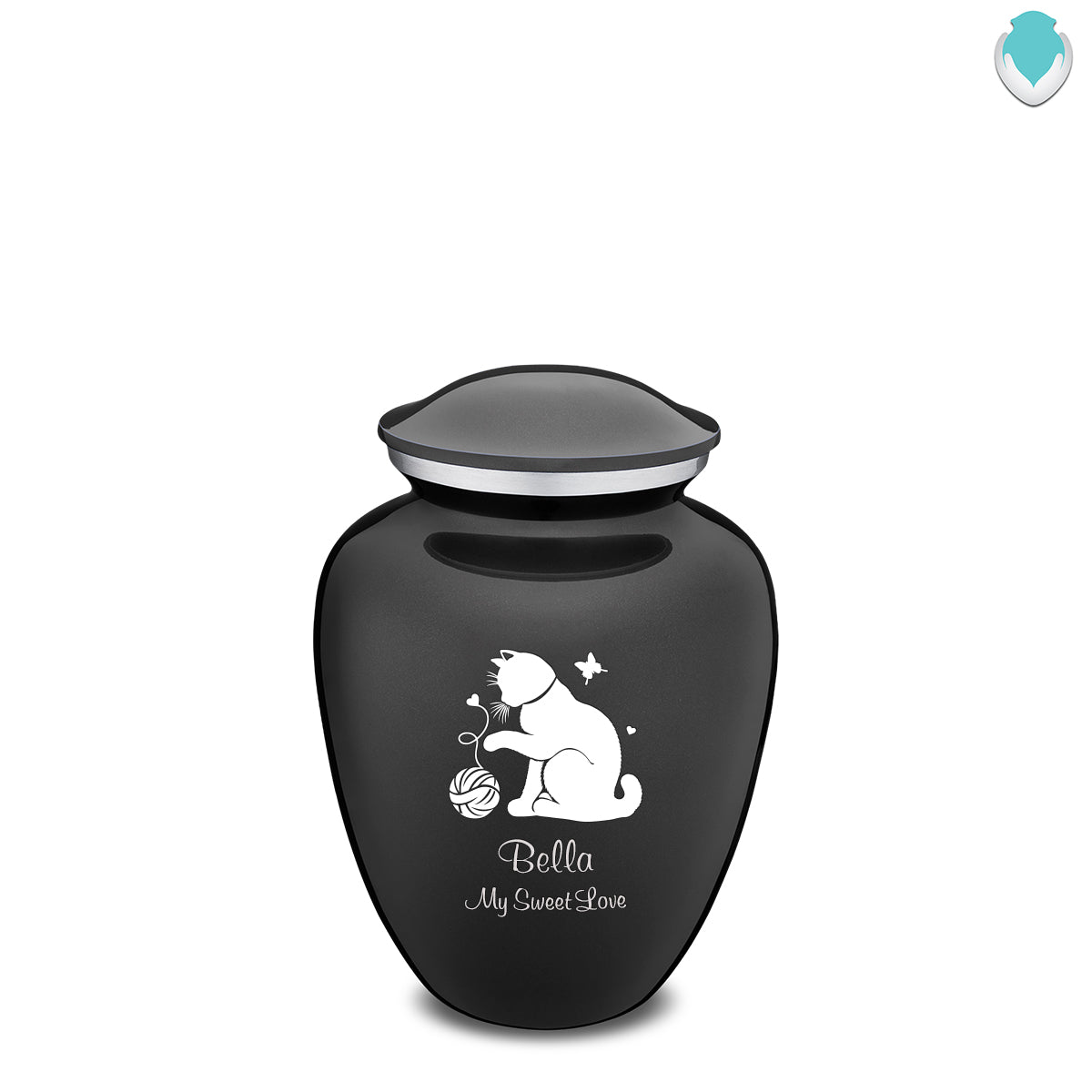 Medium Embrace Charcoal Black Pet Fun Cat Cremation Urn