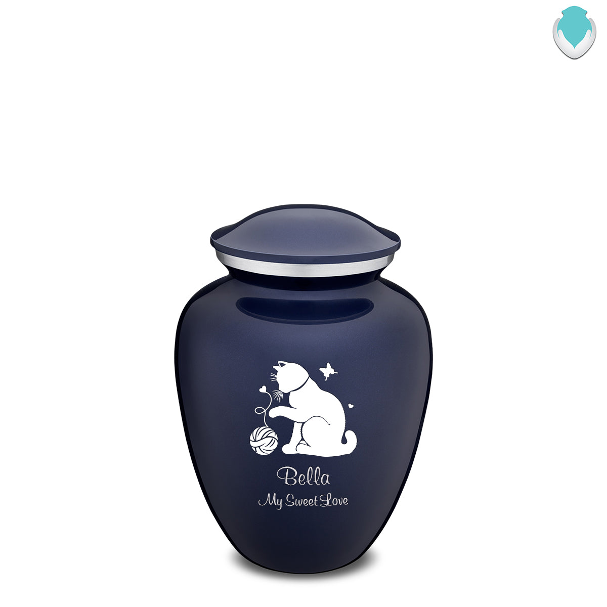 Medium Embrace Cobalt Blue Pet Fun Cat Cremation Urn