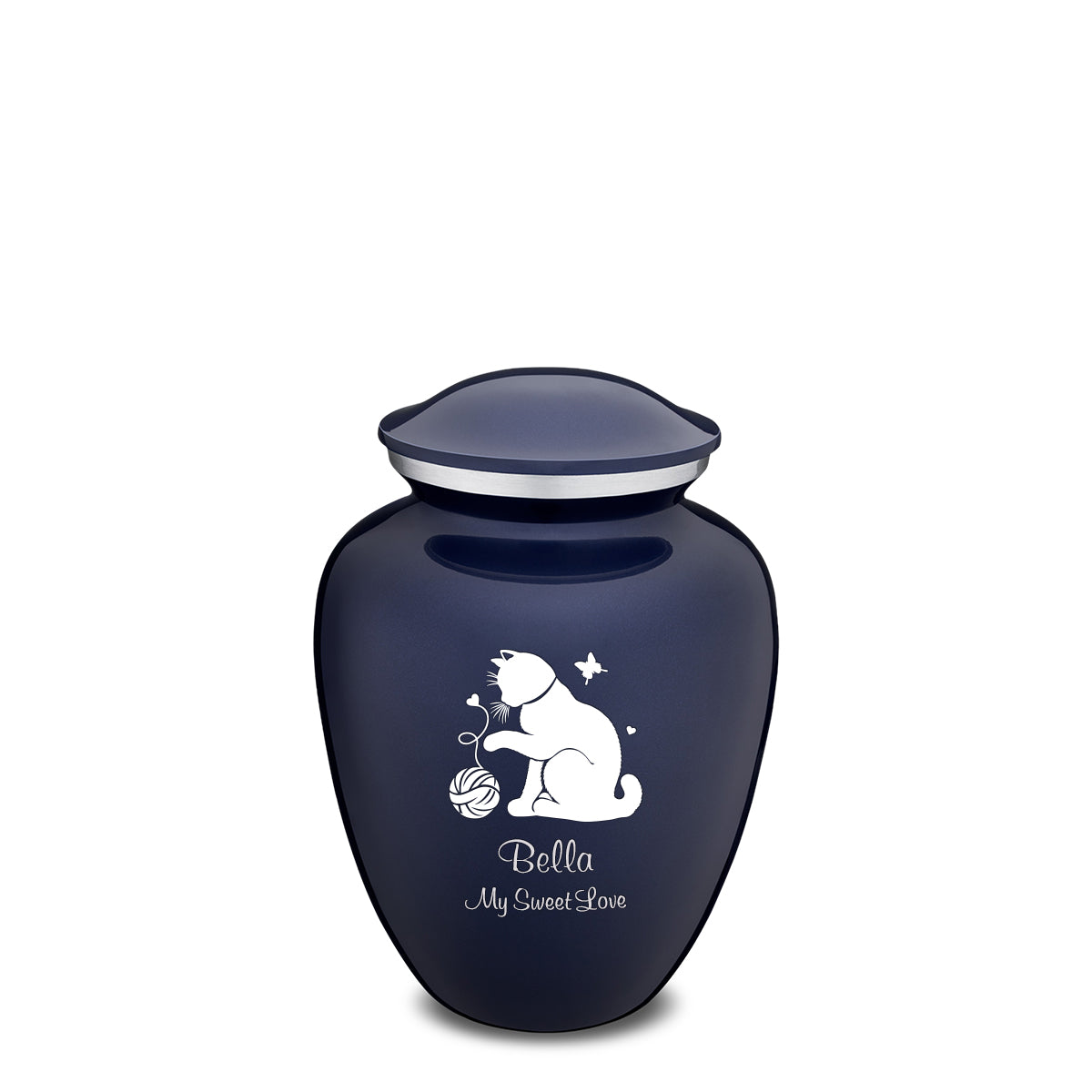 Medium Embrace Cobalt Blue Pet Fun Cat Cremation Urn
