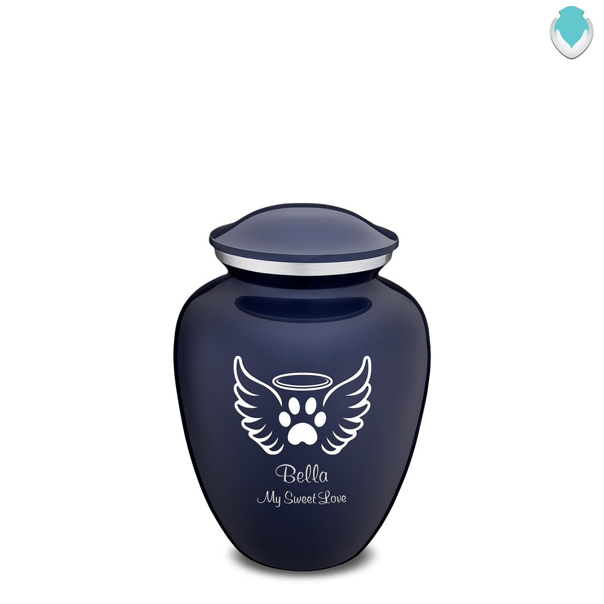 Medium Embrace Cobalt Blue Pet Angel Wings Cremation Urn