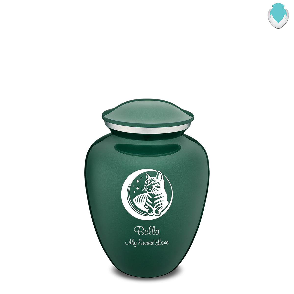 Medium Embrace Green Pet Cute Cat Cremation Urn