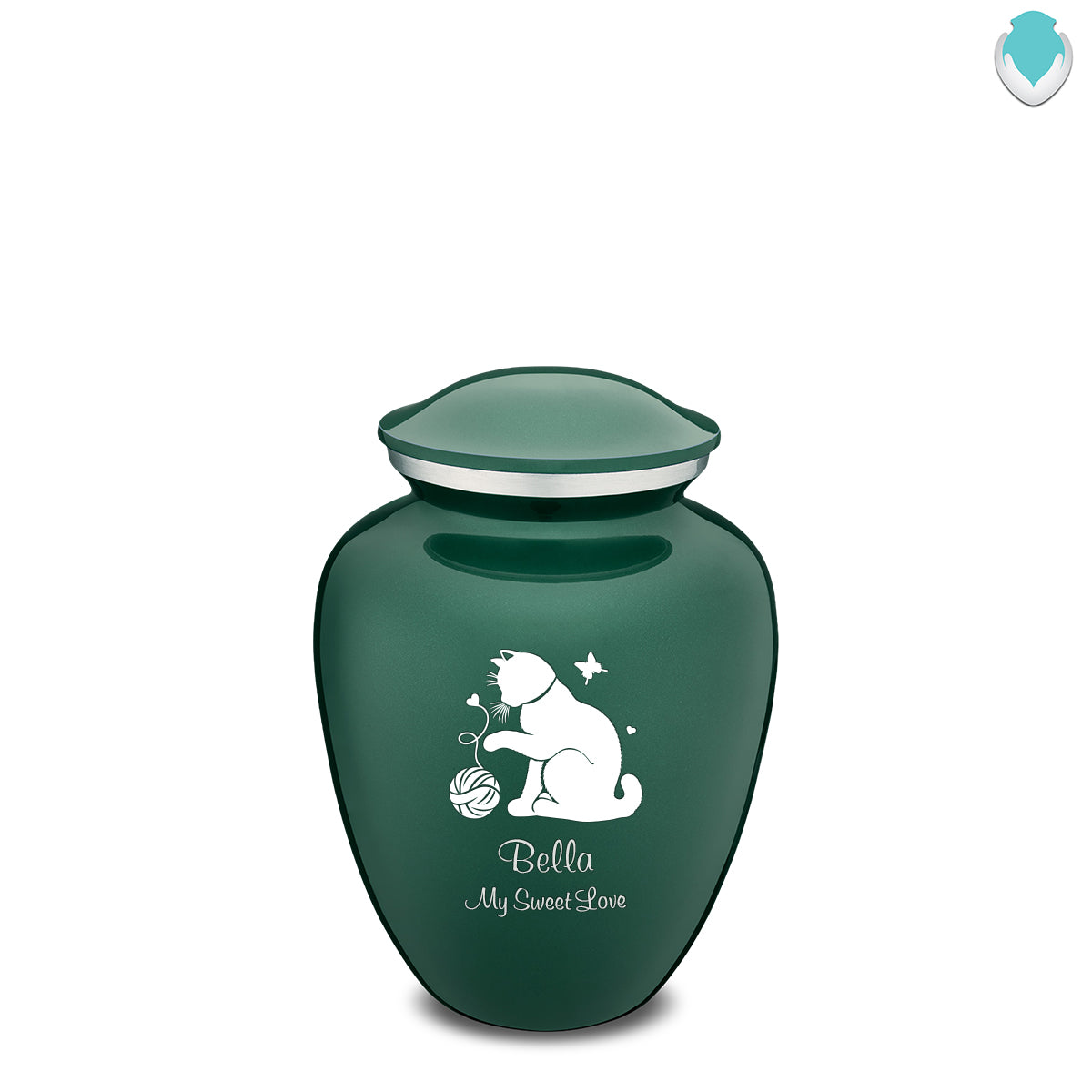 Medium Embrace Green Pet Fun Cat Cremation Urn