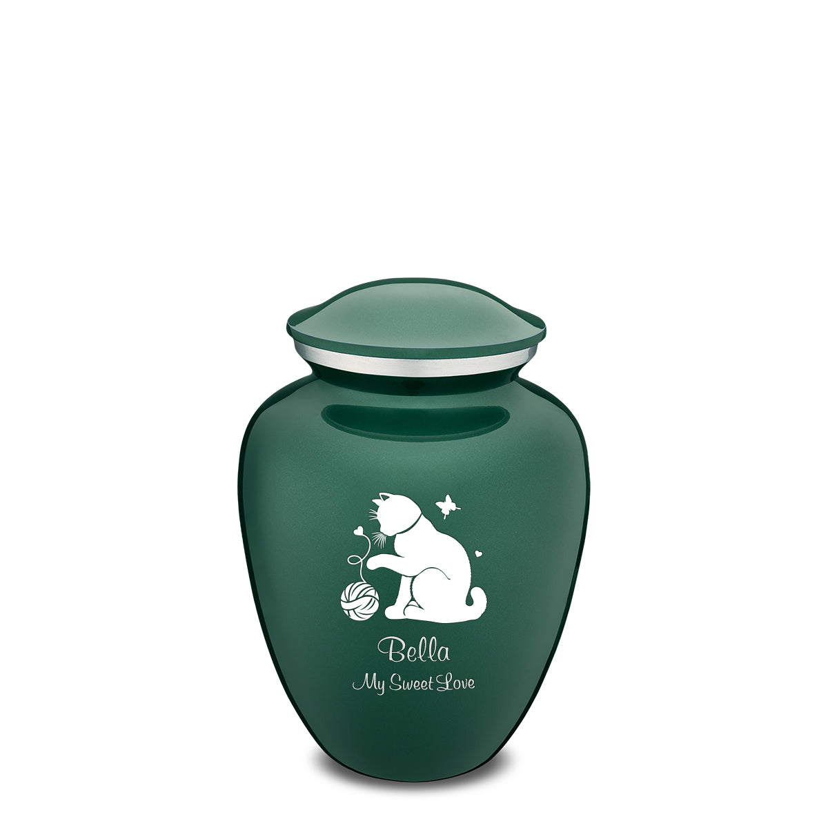 Medium Embrace Green Pet Fun Cat Cremation Urn
