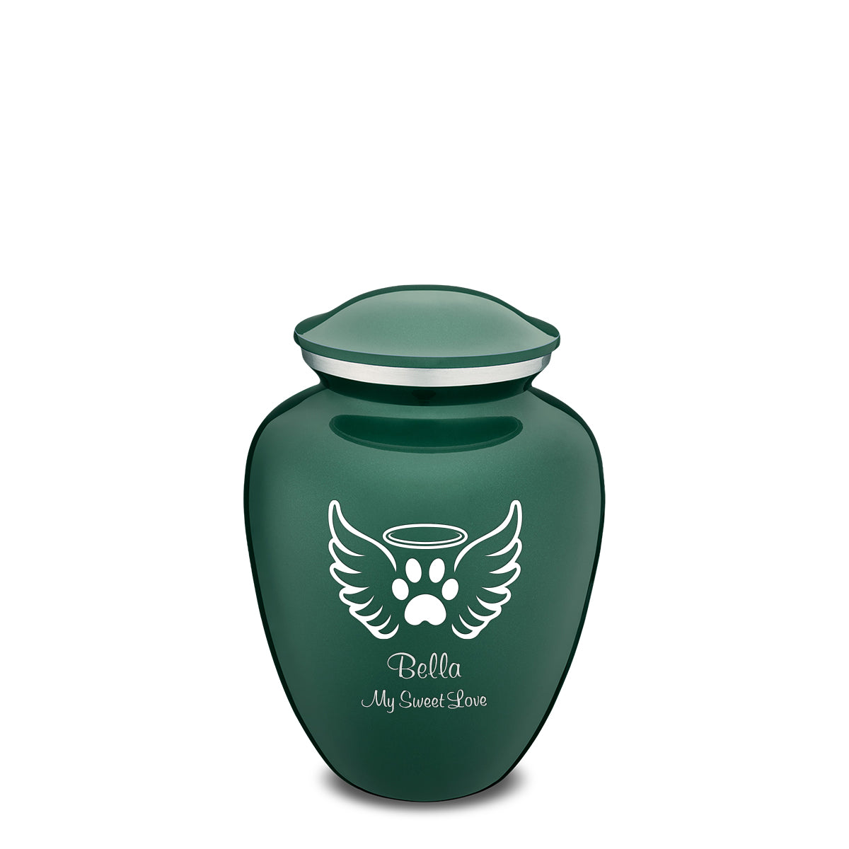 Medium Embrace Green Pet Angel Wings Cremation Urn