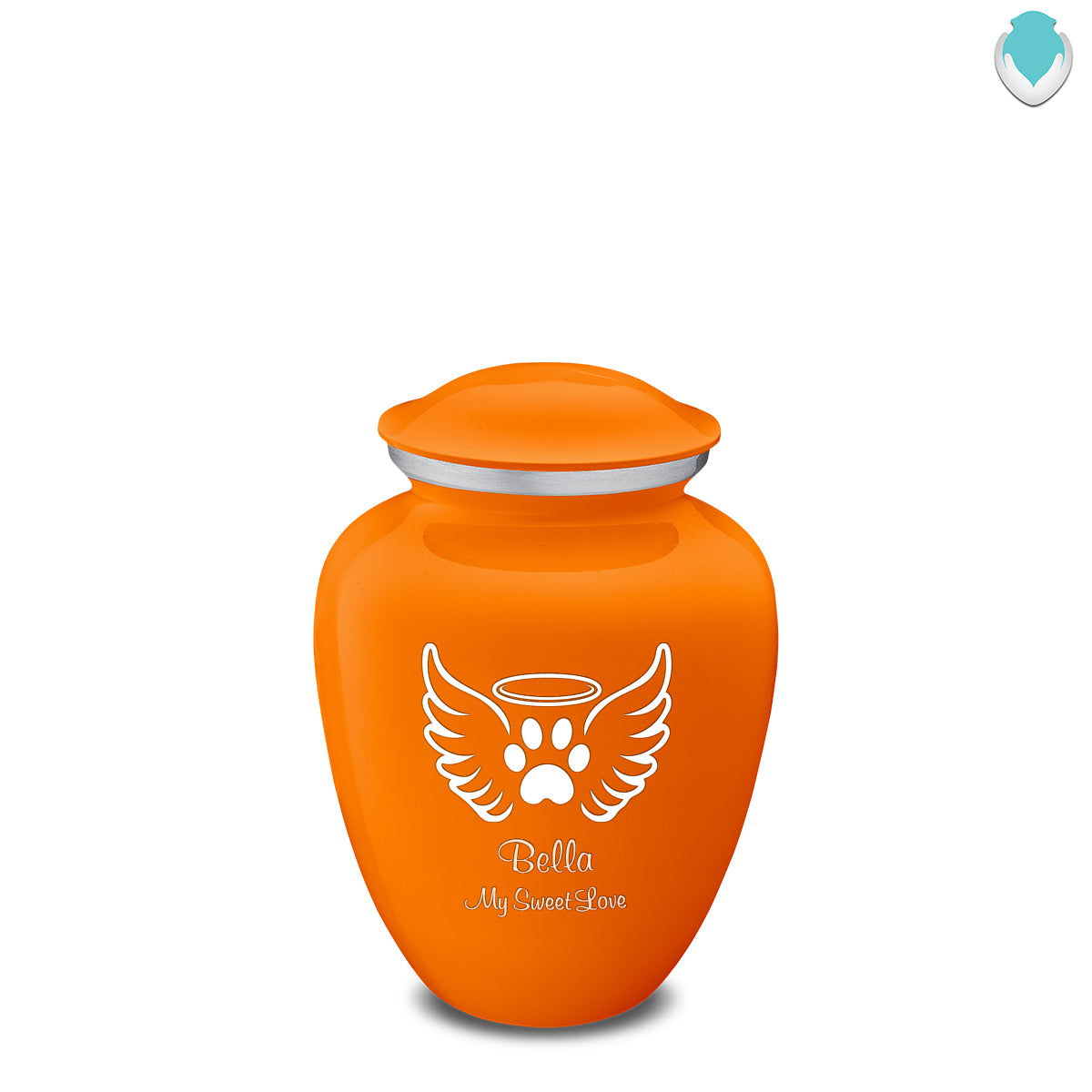 Medium Embrace Burnt Orange Pet Angel Wings Cremation Urn