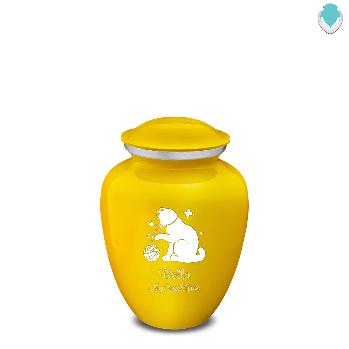 Medium Embrace Yellow Pet Fun Cat Cremation Urn