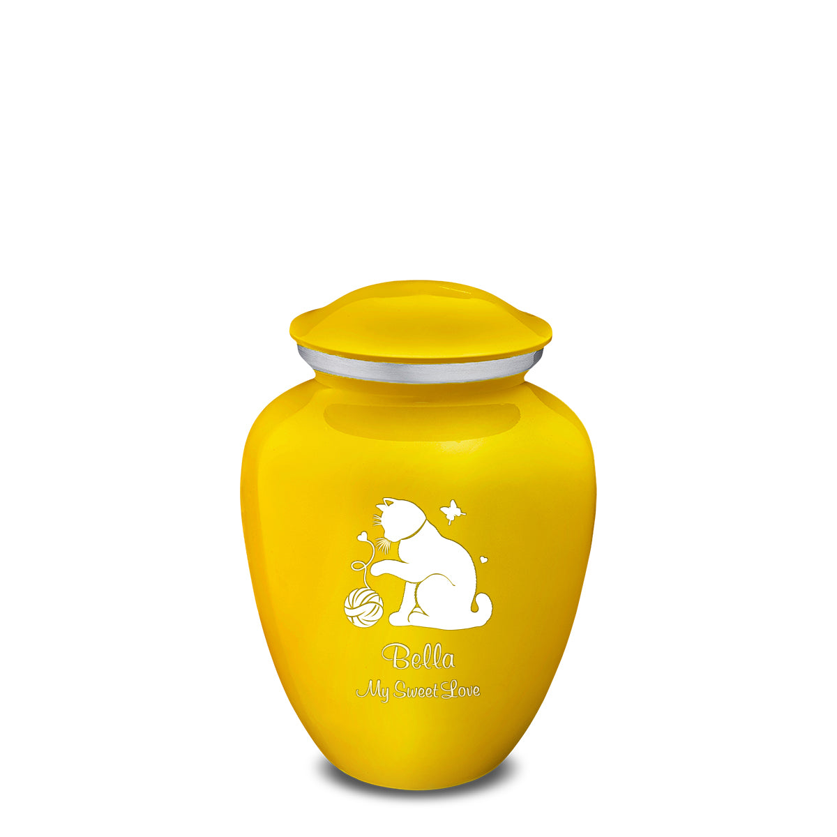 Medium Embrace Yellow Pet Fun Cat Cremation Urn