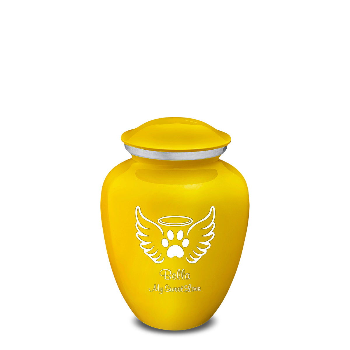 Medium Embrace Yellow Pet Angel Wings Cremation Urn