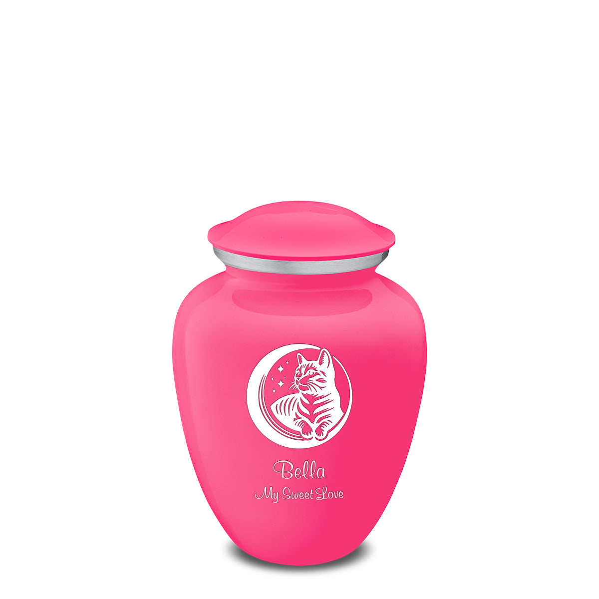 Medium Embrace Bright Pink Pet Cute Cat Cremation Urn