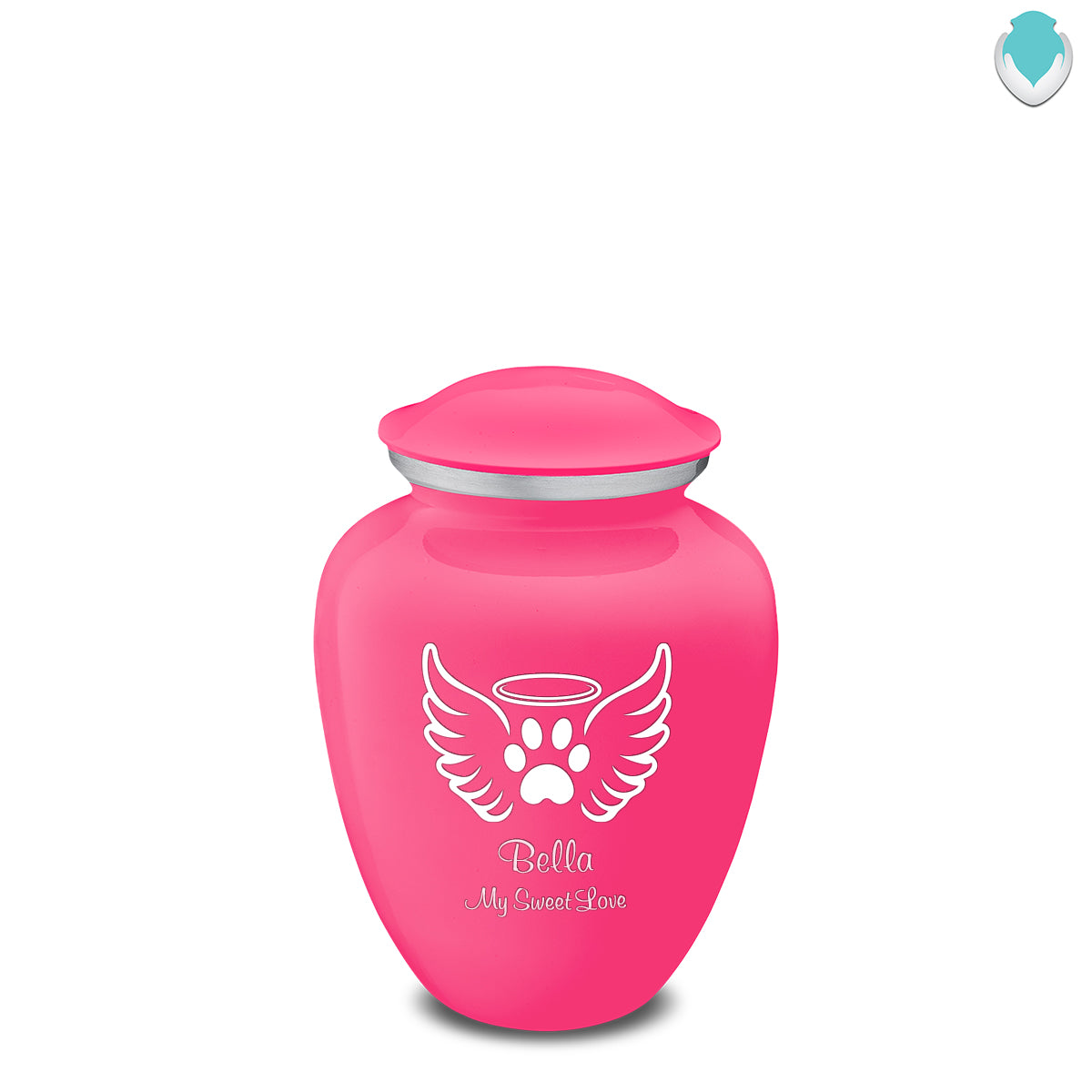 Medium Embrace Bright Pink Pet Angel Wings Cremation Urn