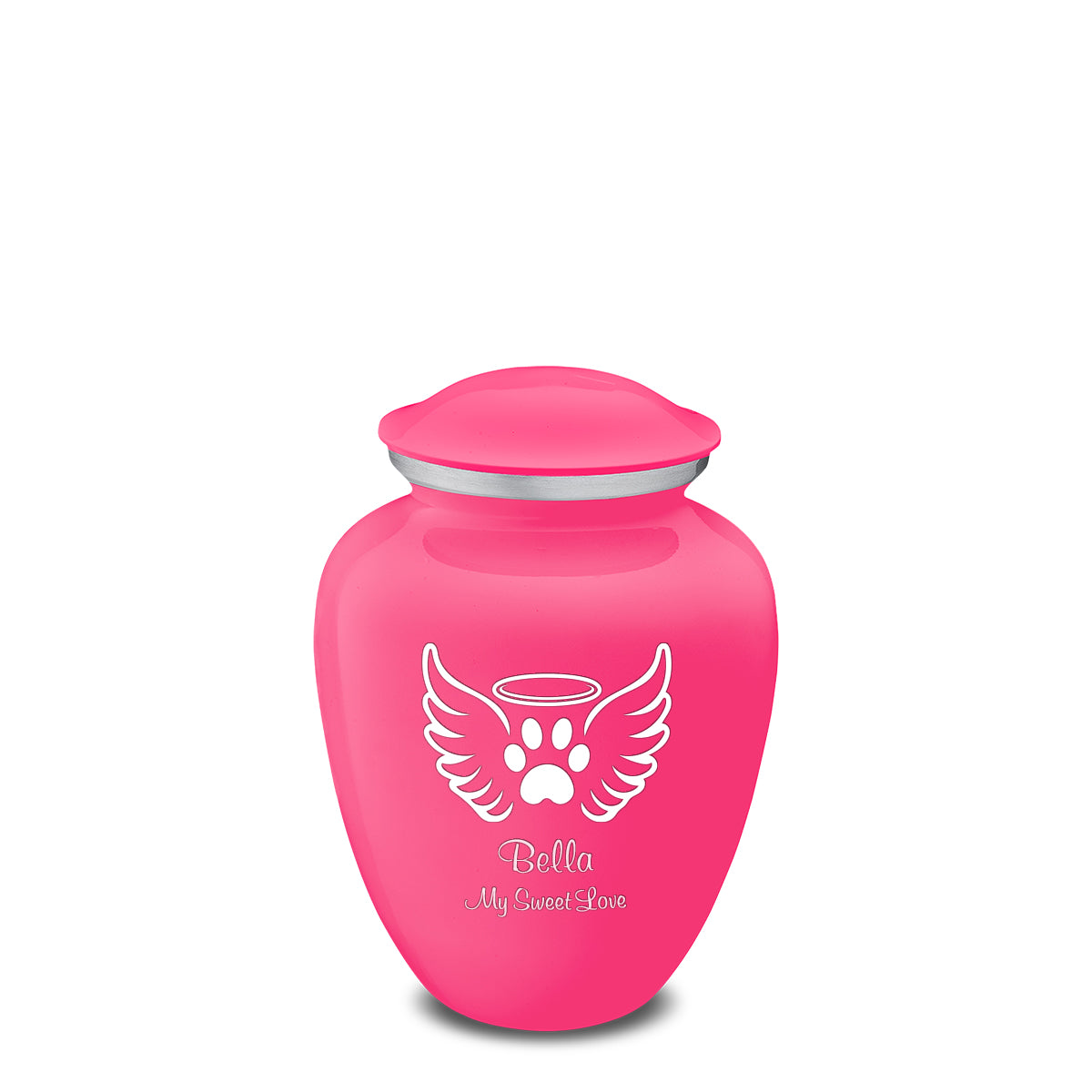 Medium Embrace Bright Pink Pet Angel Wings Cremation Urn