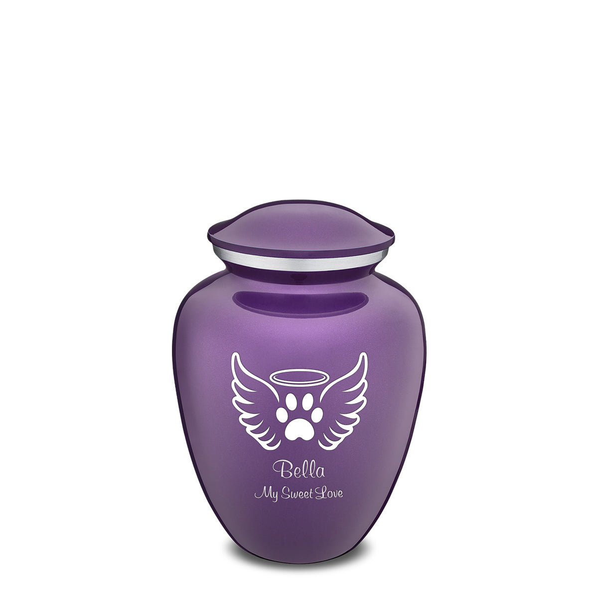 Medium Embrace Purple Pet Angel Wings Cremation Urn