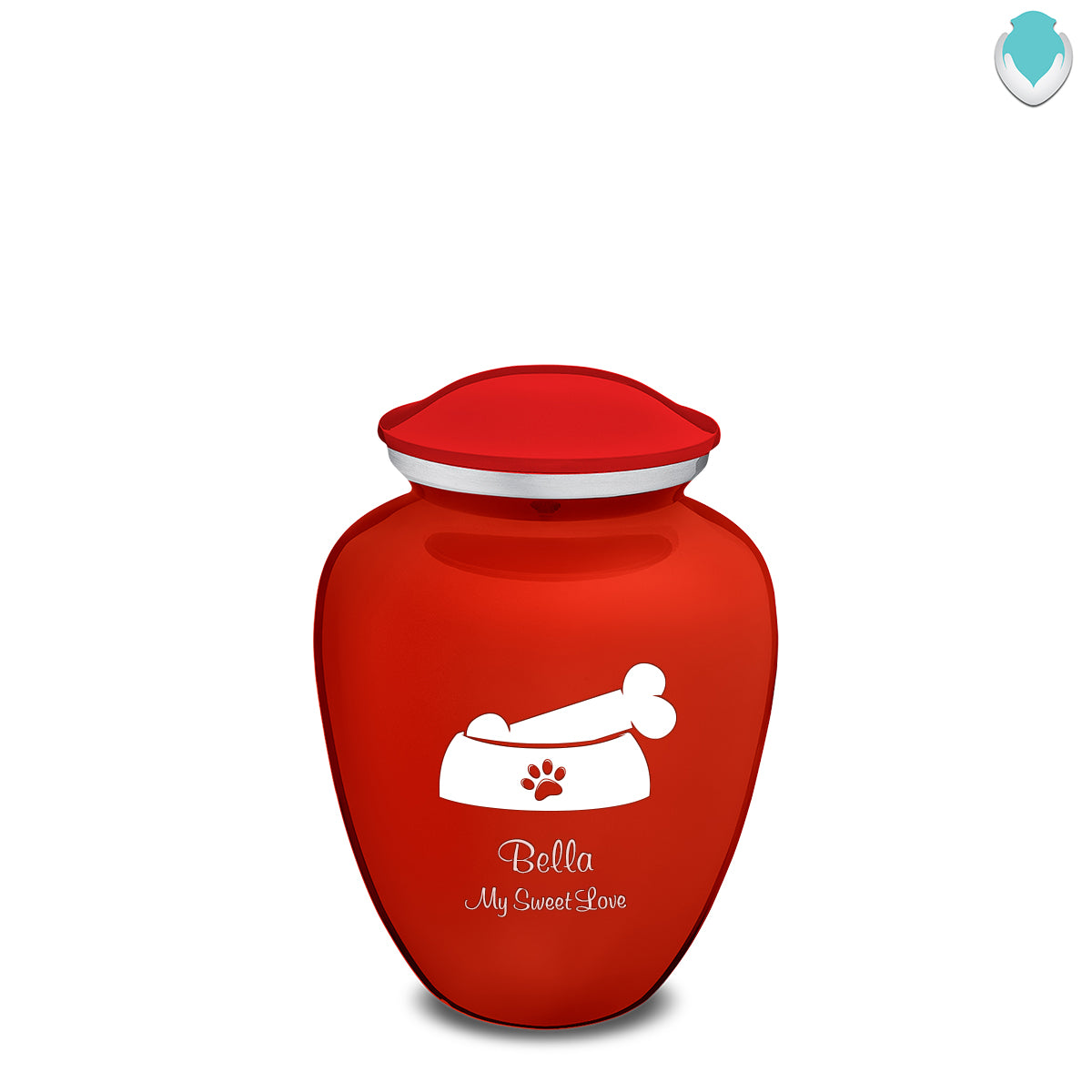 Medium  Embrace Bright Red Pet Dog Bone Cremation Urn