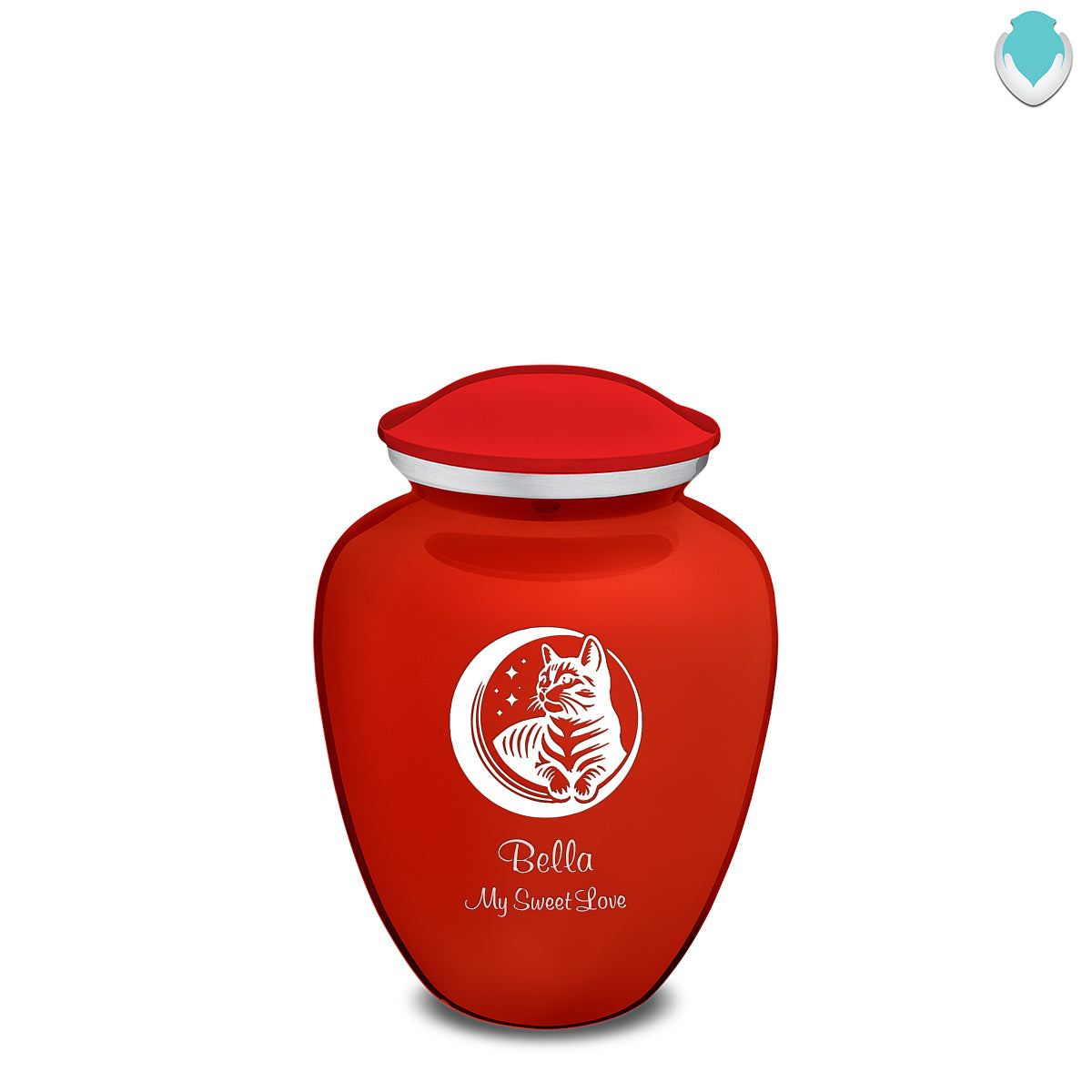 Medium Embrace Bright Red Pet Cute Cat Cremation Urn