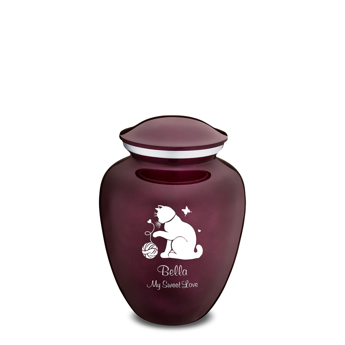 Medium Embrace Cherry Purple Pet Fun Cat Cremation Urn