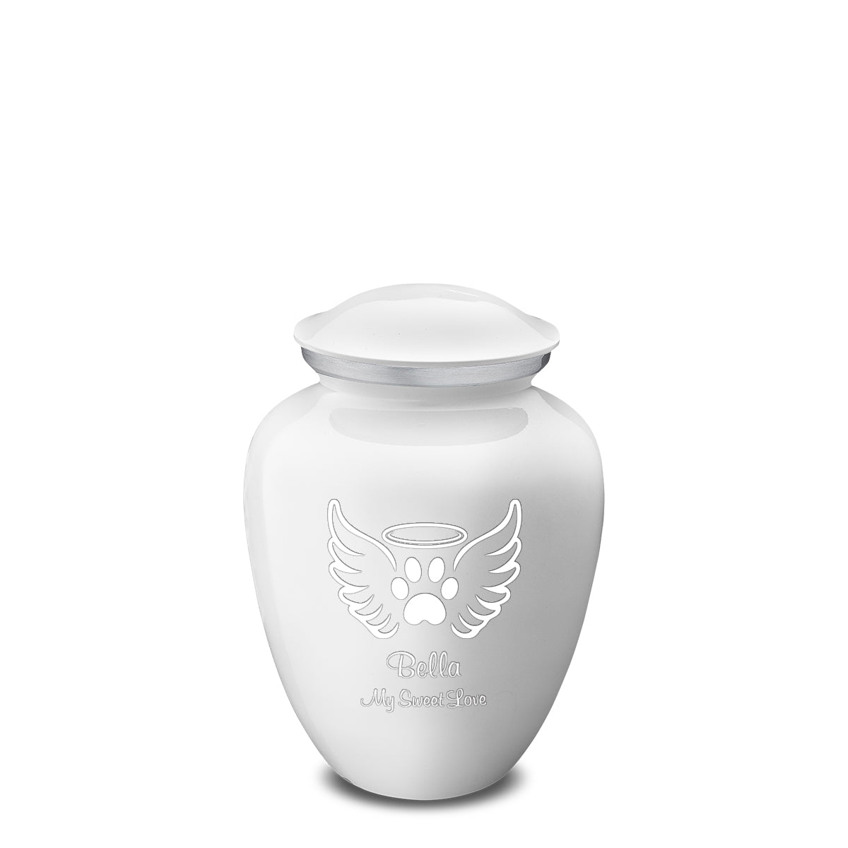 Medium Embrace White Pet Angel Wings Cremation Urn