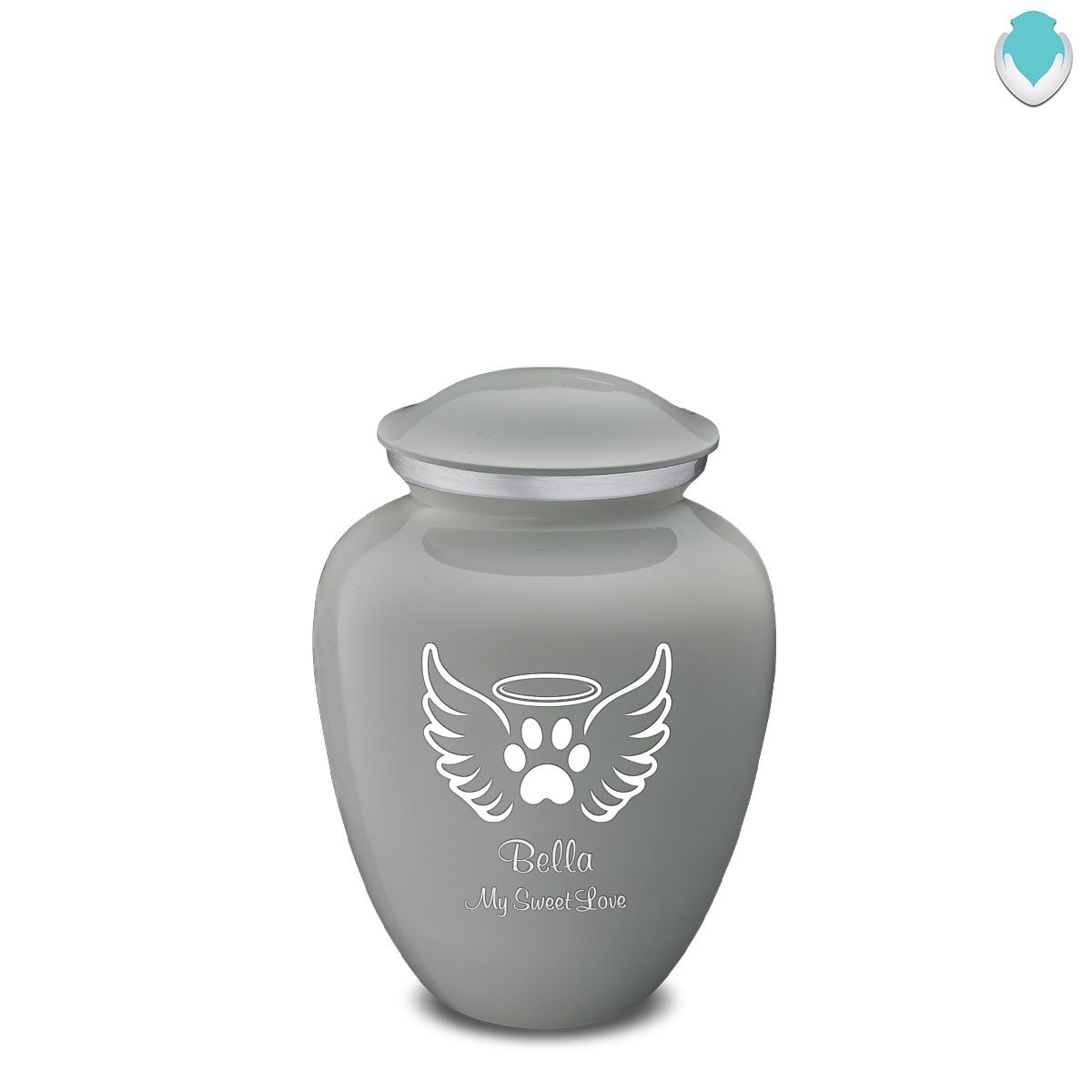 Medium Embrace Slate Grey Pet Angel Wings Cremation Urn