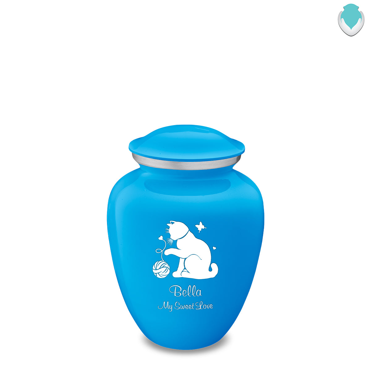 Medium Embrace Racing Blue Pet Fun Cat Cremation Urn