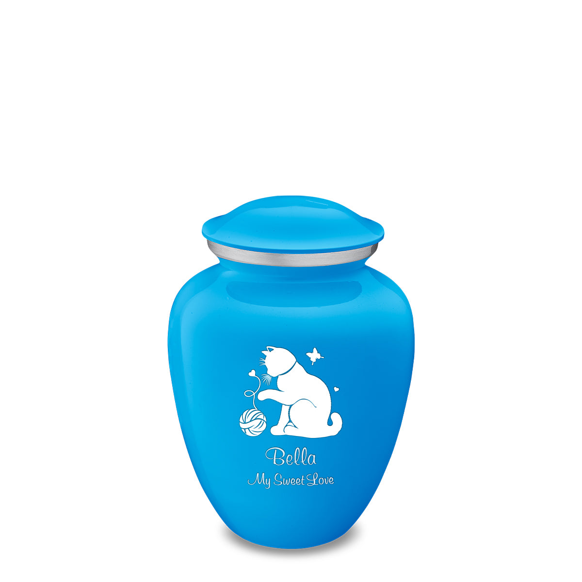 Medium Embrace Racing Blue Pet Fun Cat Cremation Urn