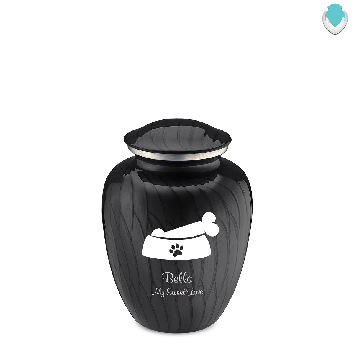 Medium  Embrace Pearl Black Pet Dog Bone Cremation Urn