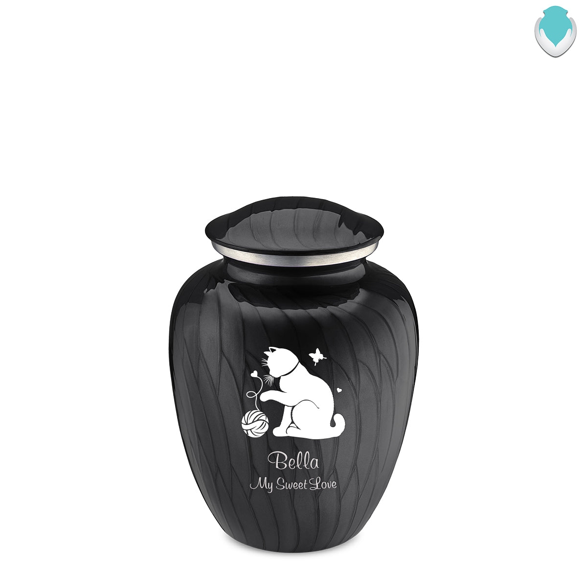 Medium Embrace Pearl Black Pet Fun Cat Cremation Urn