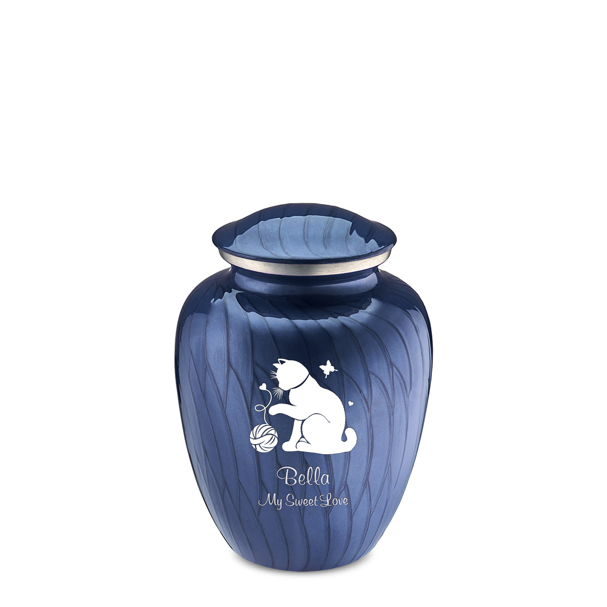 Medium Embrace Pearl Cobalt Blue Pet Fun Cat Cremation Urn