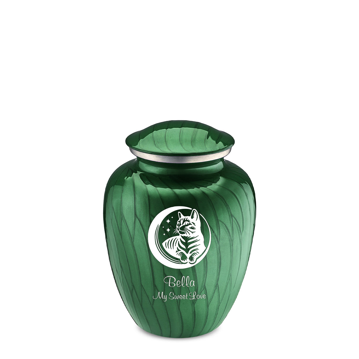Medium Embrace Pearl Green Pet Cute Cat Cremation Urn