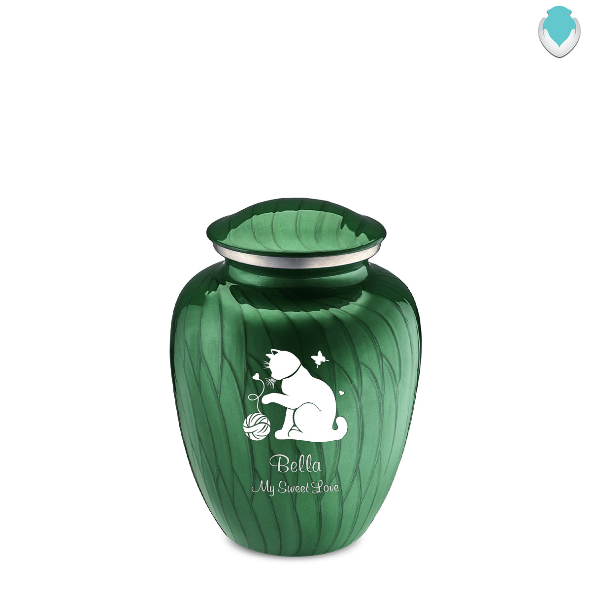 Medium Embrace Pearl Green Pet Fun Cat Cremation Urn