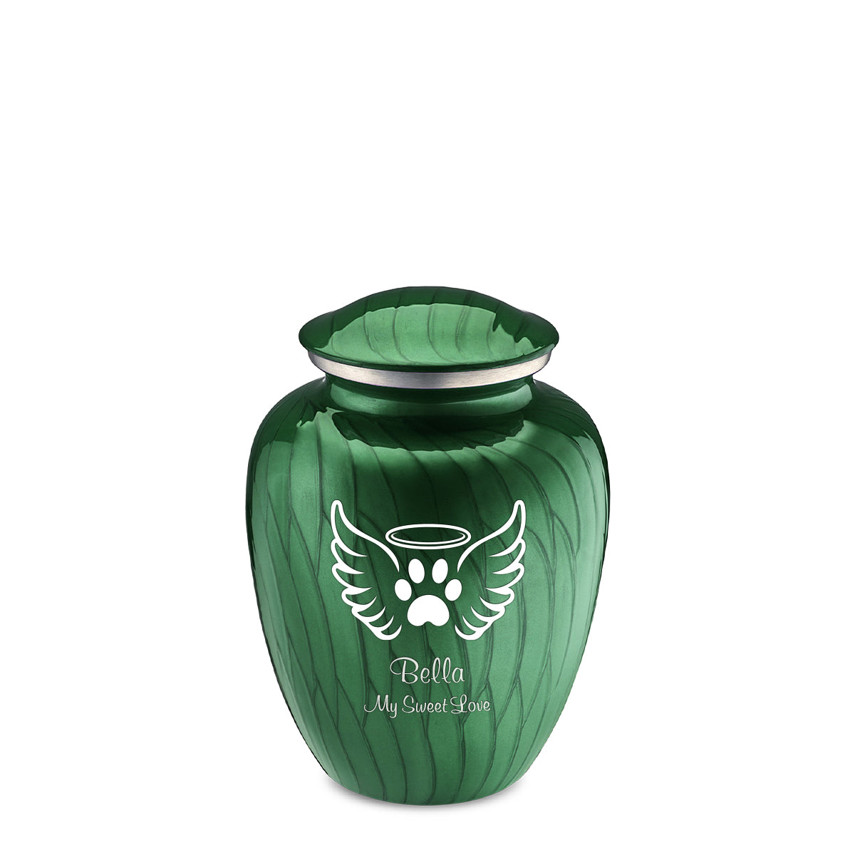 Medium Embrace Pearl Green Pet Angel Wings Cremation Urn