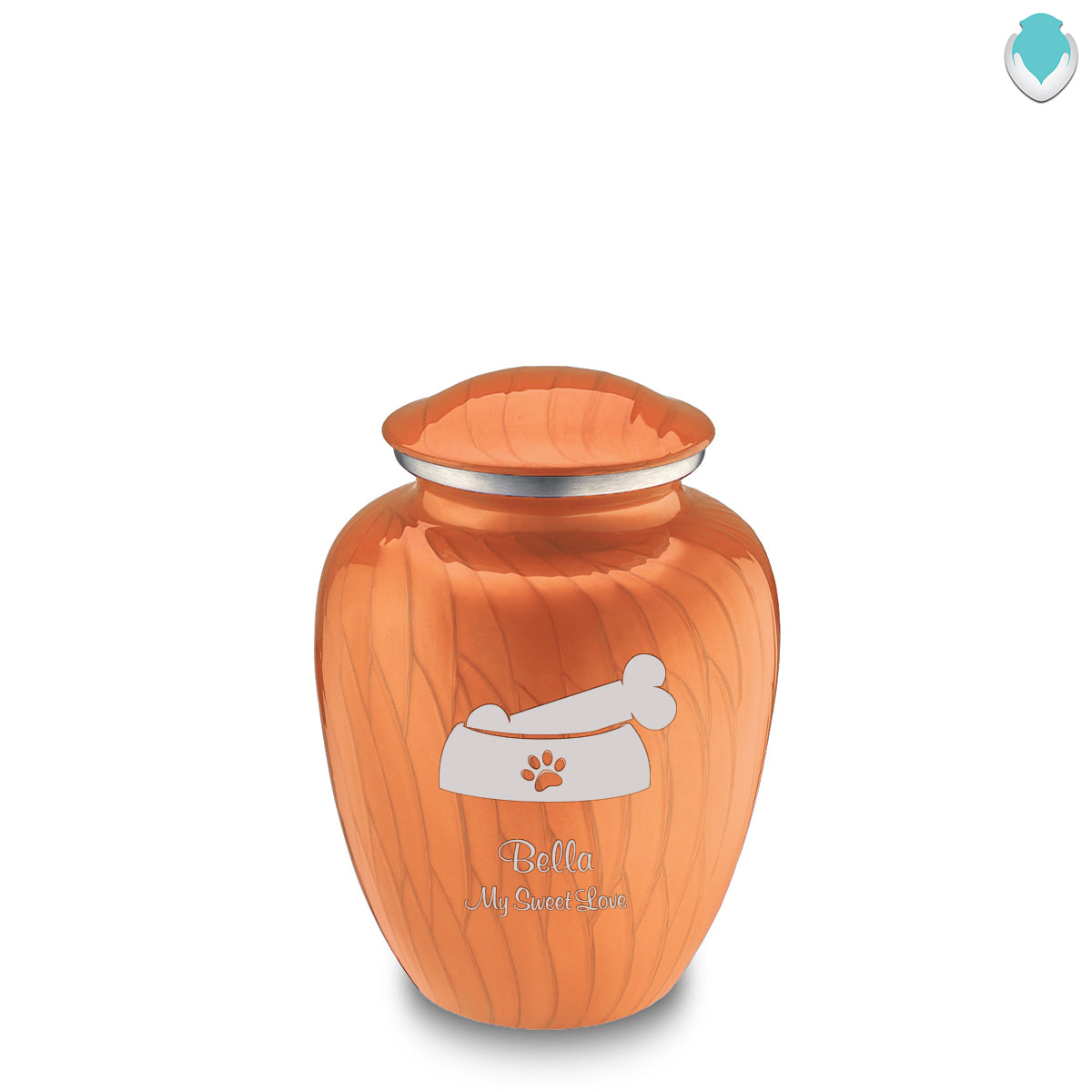 Medium Embrace Pearl Orange Pet Dog Bone Cremation Urn