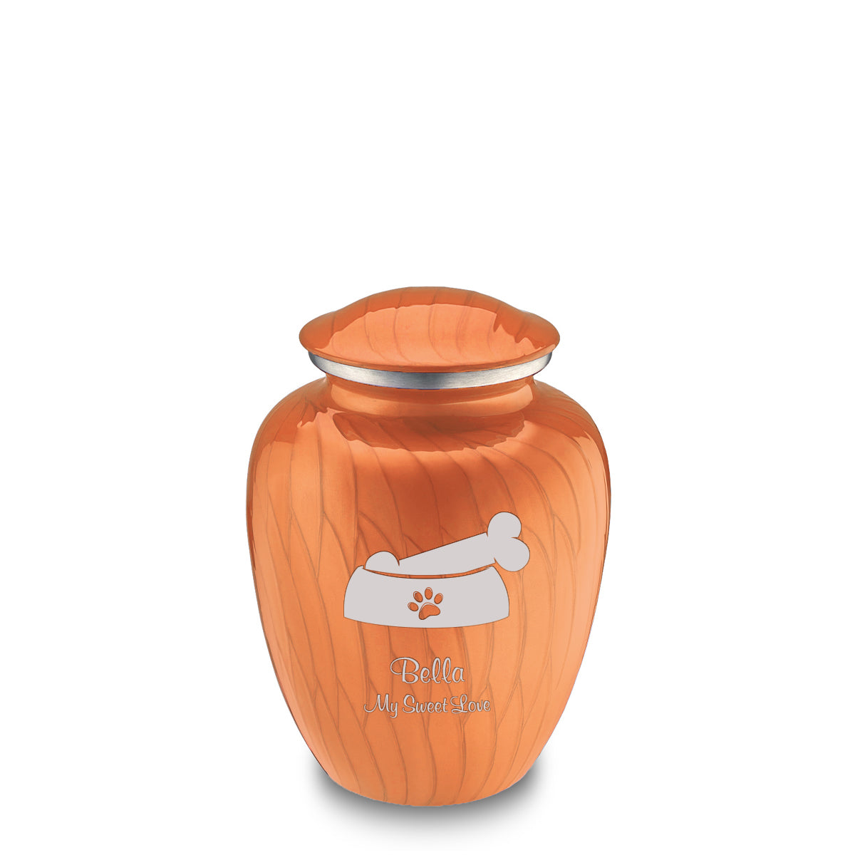 Medium Embrace Pearl Orange Pet Dog Bone Cremation Urn