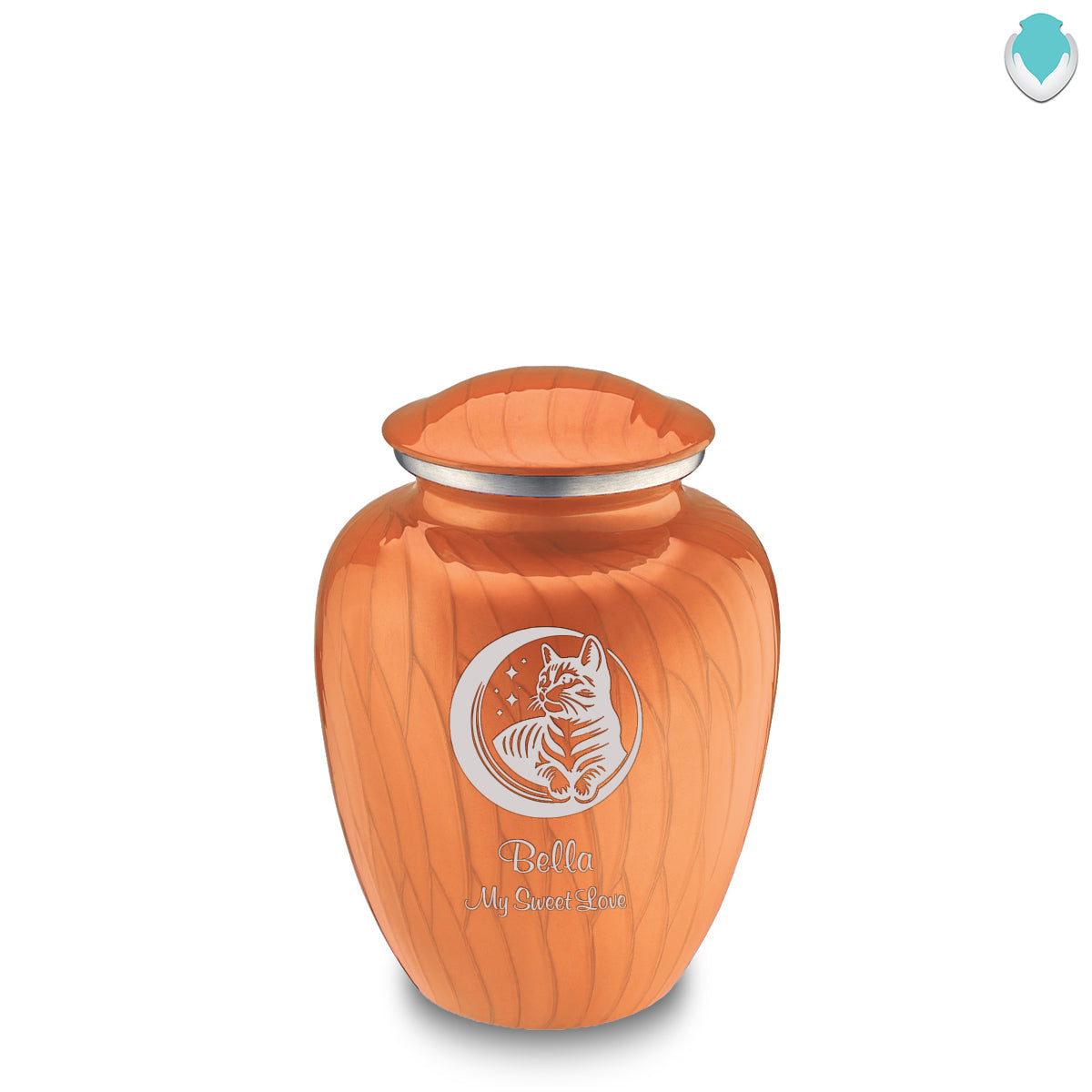 Medium Embrace Pearl Orange Pet Cute Cat Cremation Urn