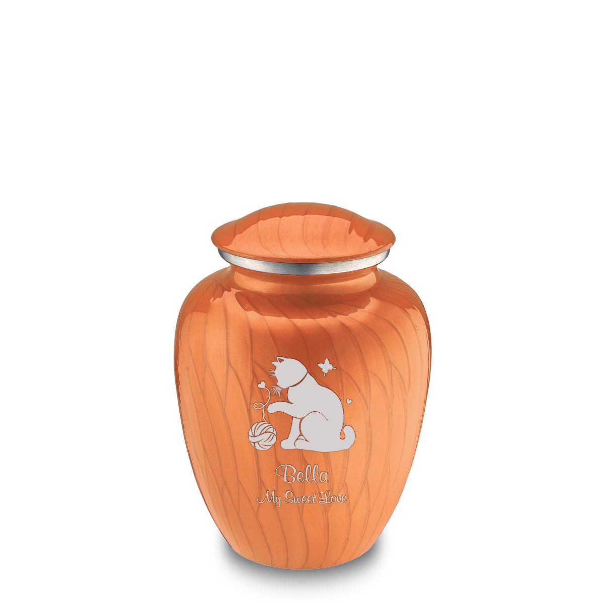 Medium Embrace Pearl Orange Pet Fun Cat Cremation Urn