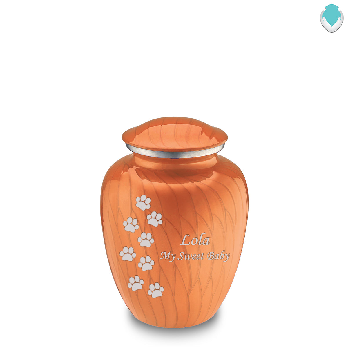 Medium Embrace Pearl Orange Walking Paws Pet Cremation Urn