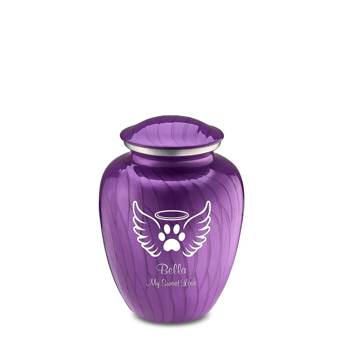 Medium Embrace Pearl Purple Pet Angel Wings Cremation Urn