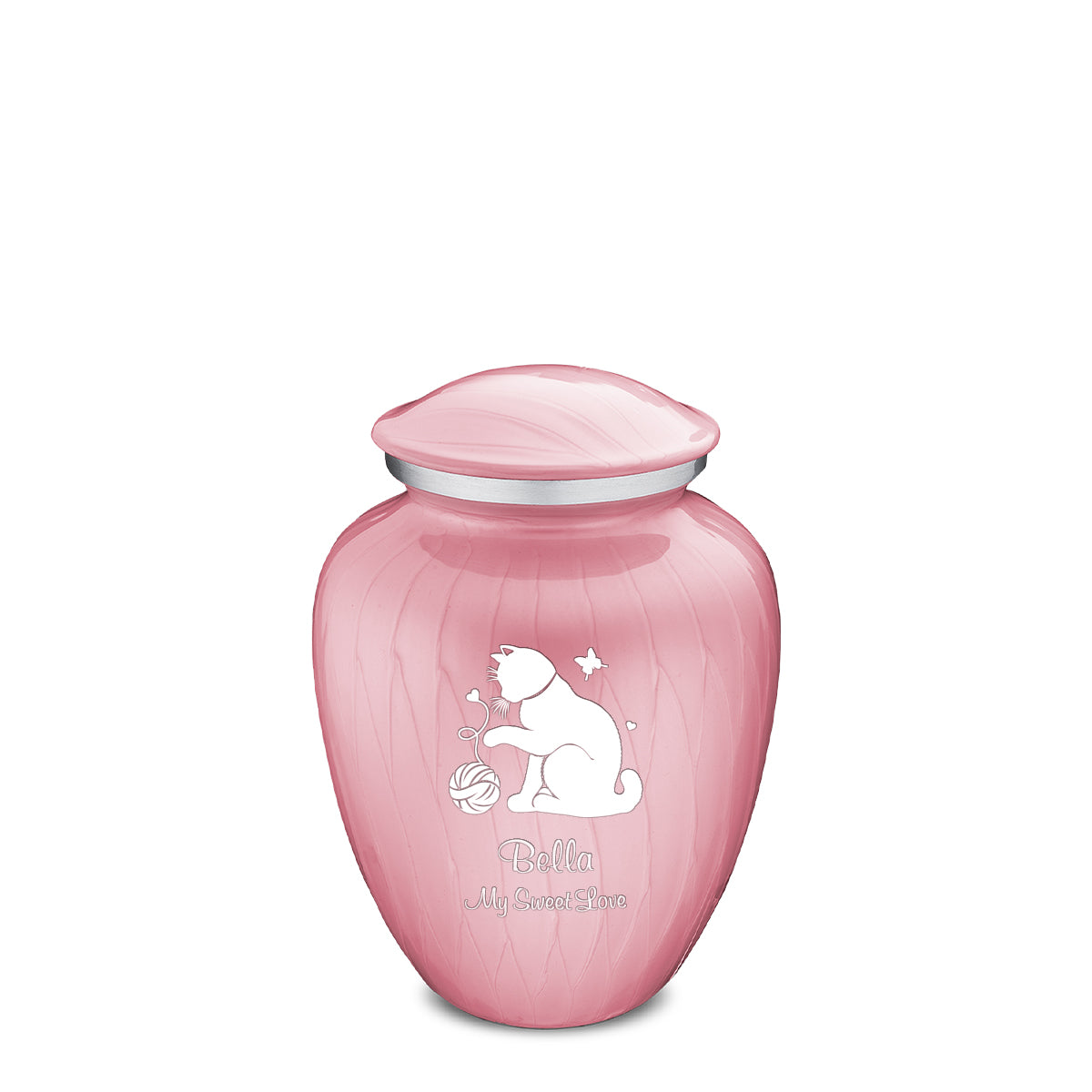 Medium Embrace Pearl Pink Pet Fun Cat Cremation Urn