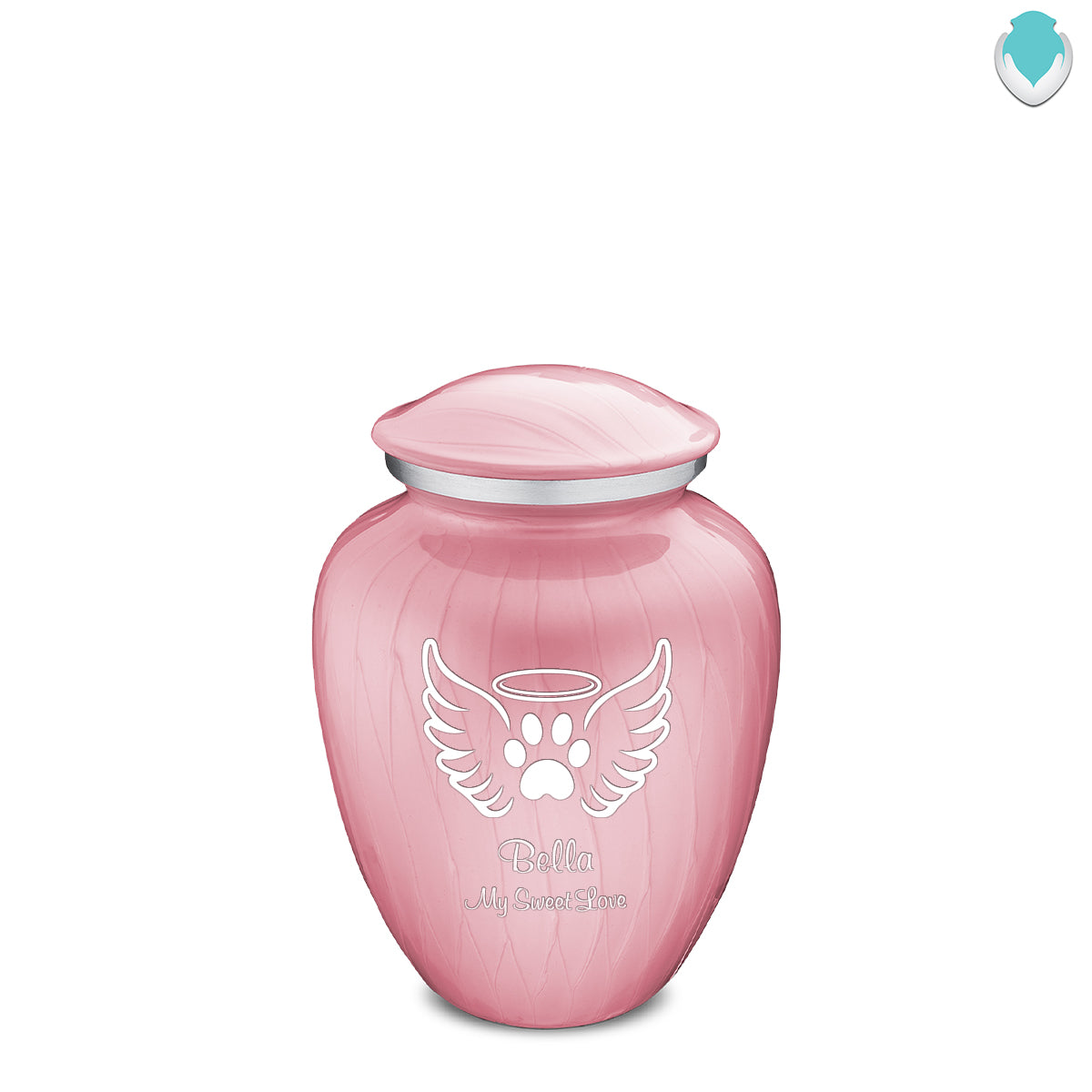Medium Embrace Pearl Pink Pet Angel Wings Cremation Urn
