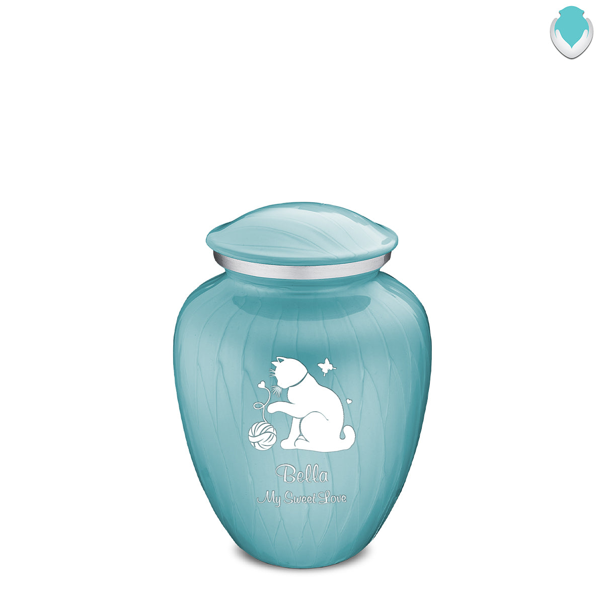 Medium Embrace Pearl Light Blue Pet Fun Cat Cremation Urn