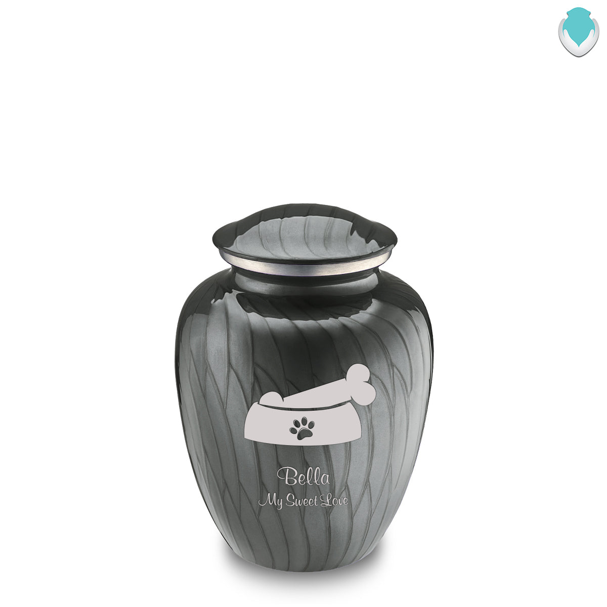 Medium Embrace Pearl Silver Pet Dog Bone Cremation Urn