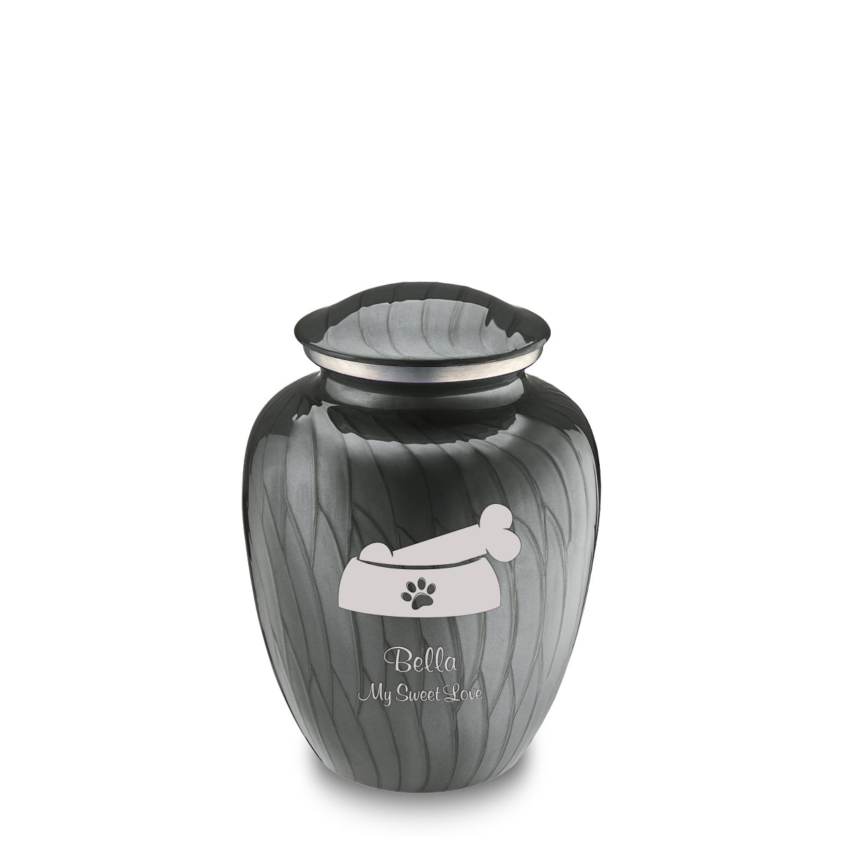 Medium Embrace Pearl Silver Pet Dog Bone Cremation Urn