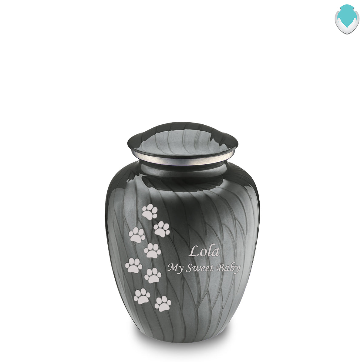 Medium Embrace Pearl Silver Walking Paws Pet Cremation Urn