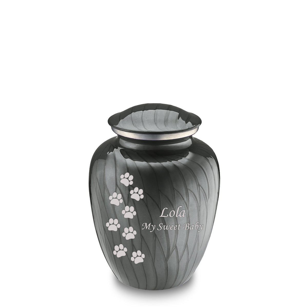 Medium Embrace Pearl Silver Walking Paws Pet Cremation Urn