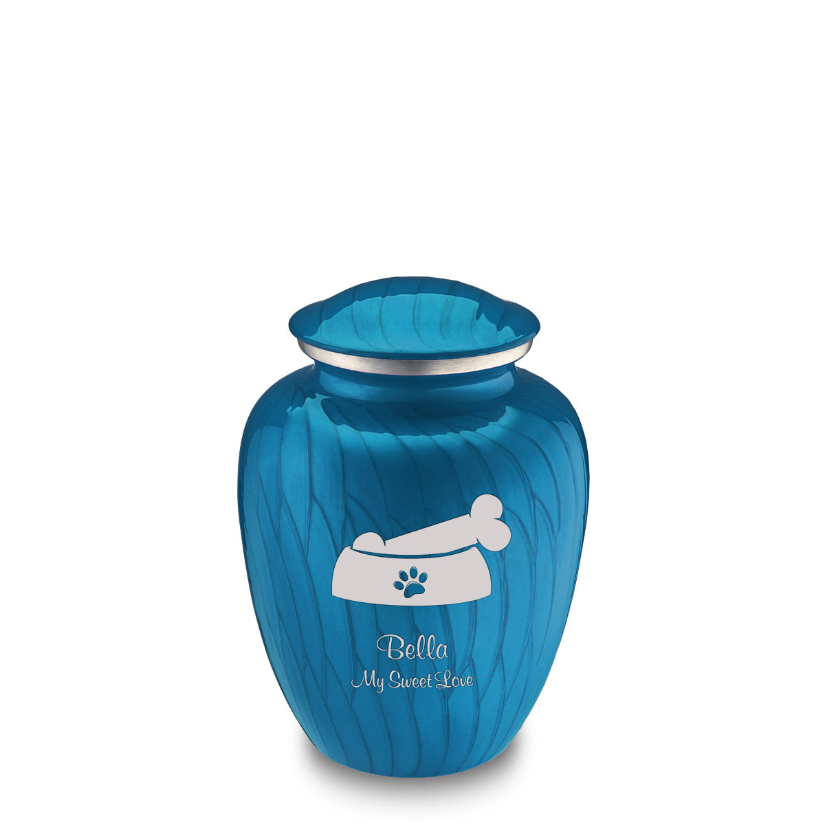 Medium Embrace Pearl Racing Blue Pet Dog Bone Cremation Urn