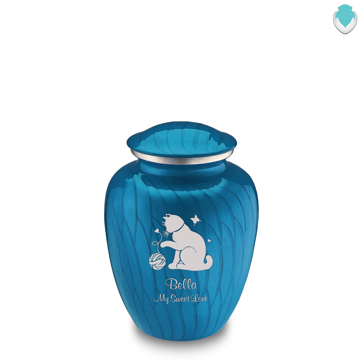 Medium Embrace Pearl Racing Blue Pet Fun Cat Cremation Urn