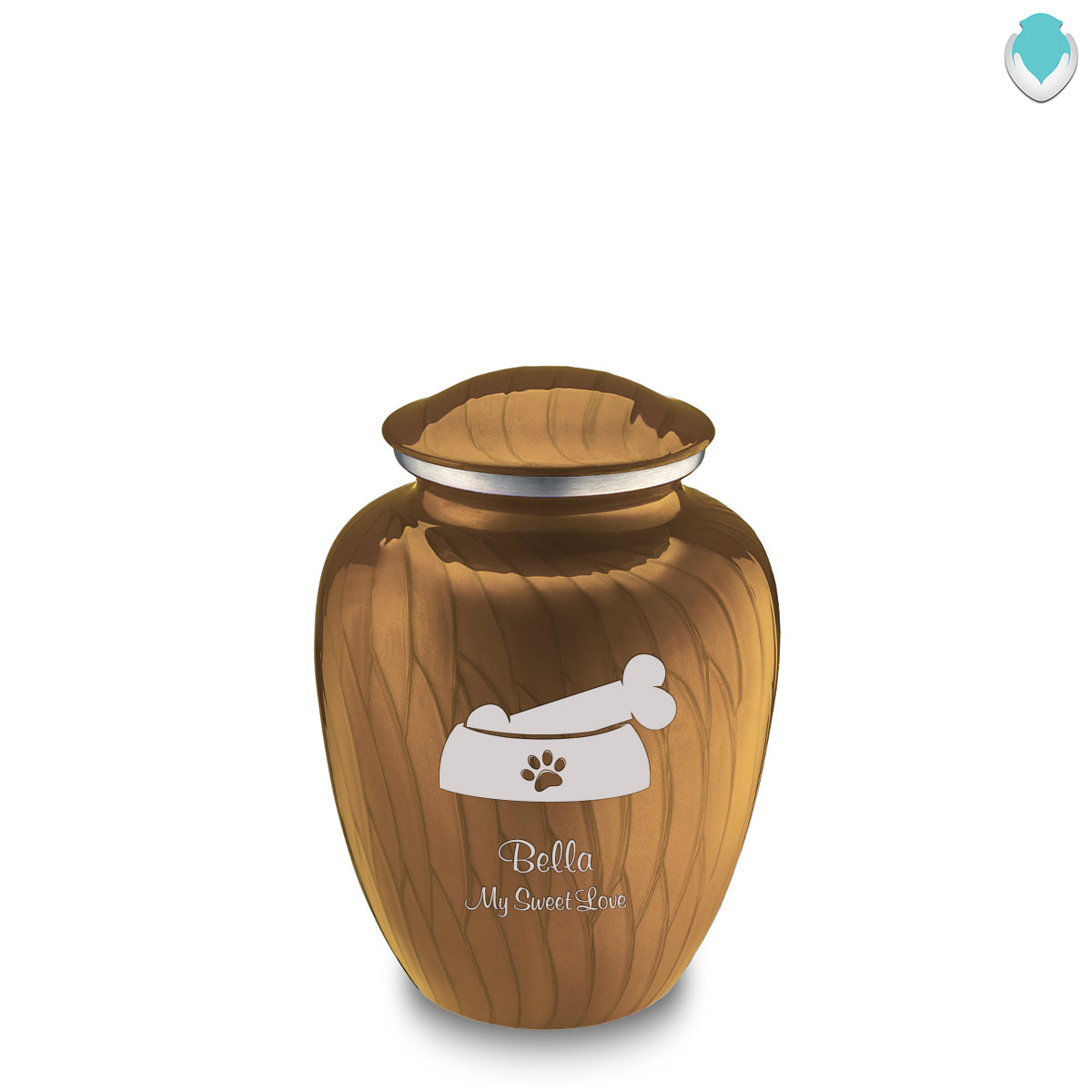 Medium Embrace Pearl Gold Pet Dog Bone Cremation Urn