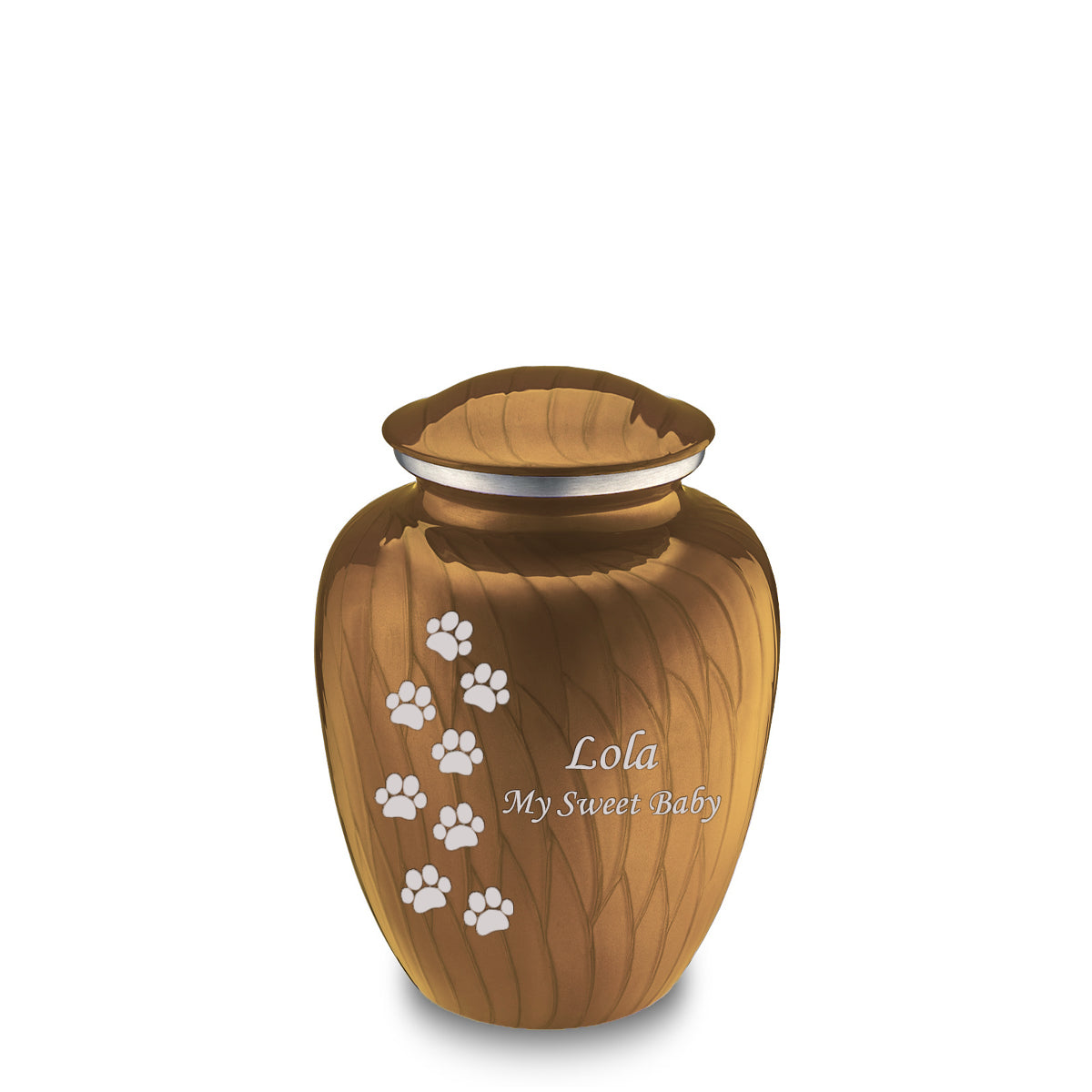 Medium Embrace Pearl Gold Walking Paws Pet Cremation Urn