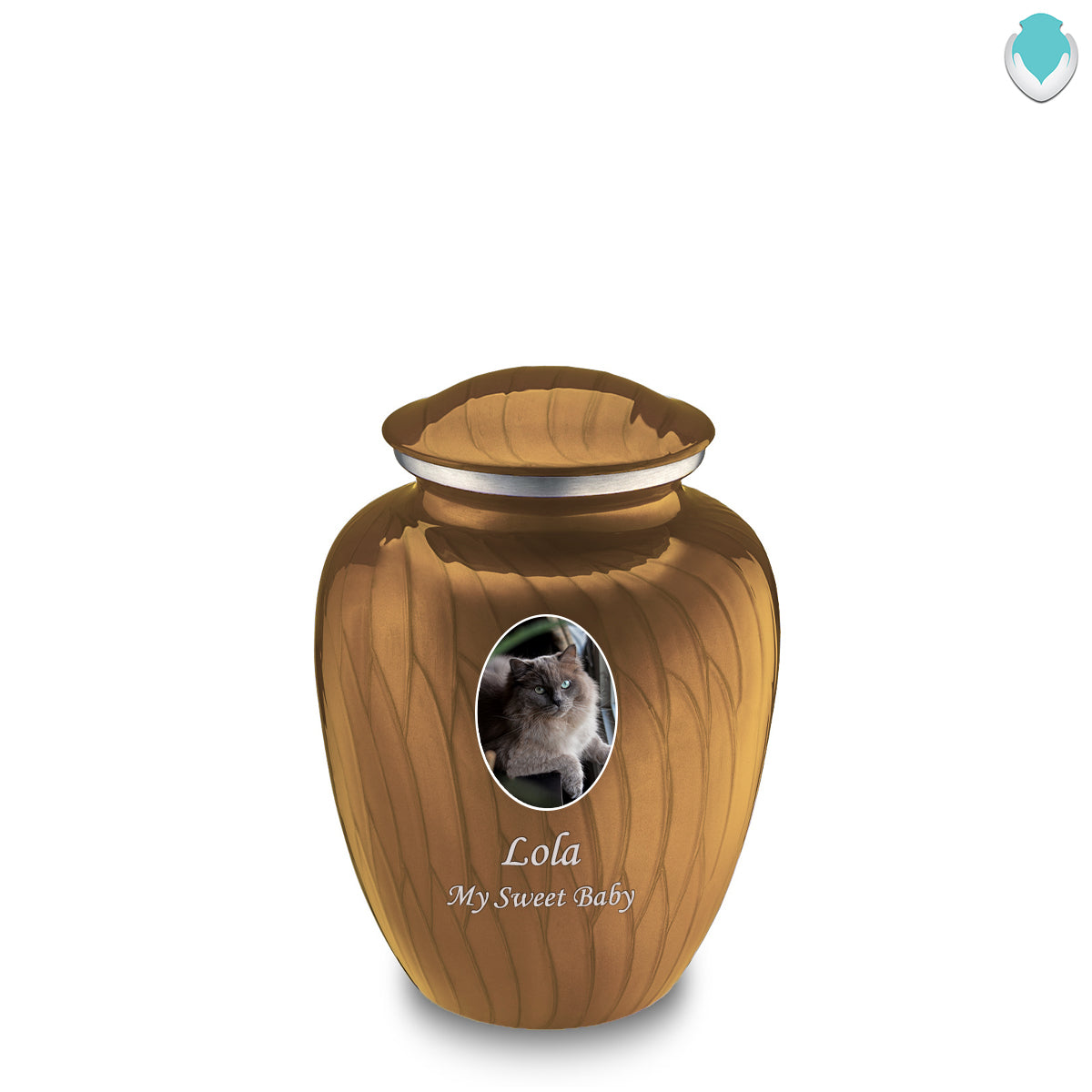 Medium Pet Embrace Pearl Gold Portrait Cremation Urn