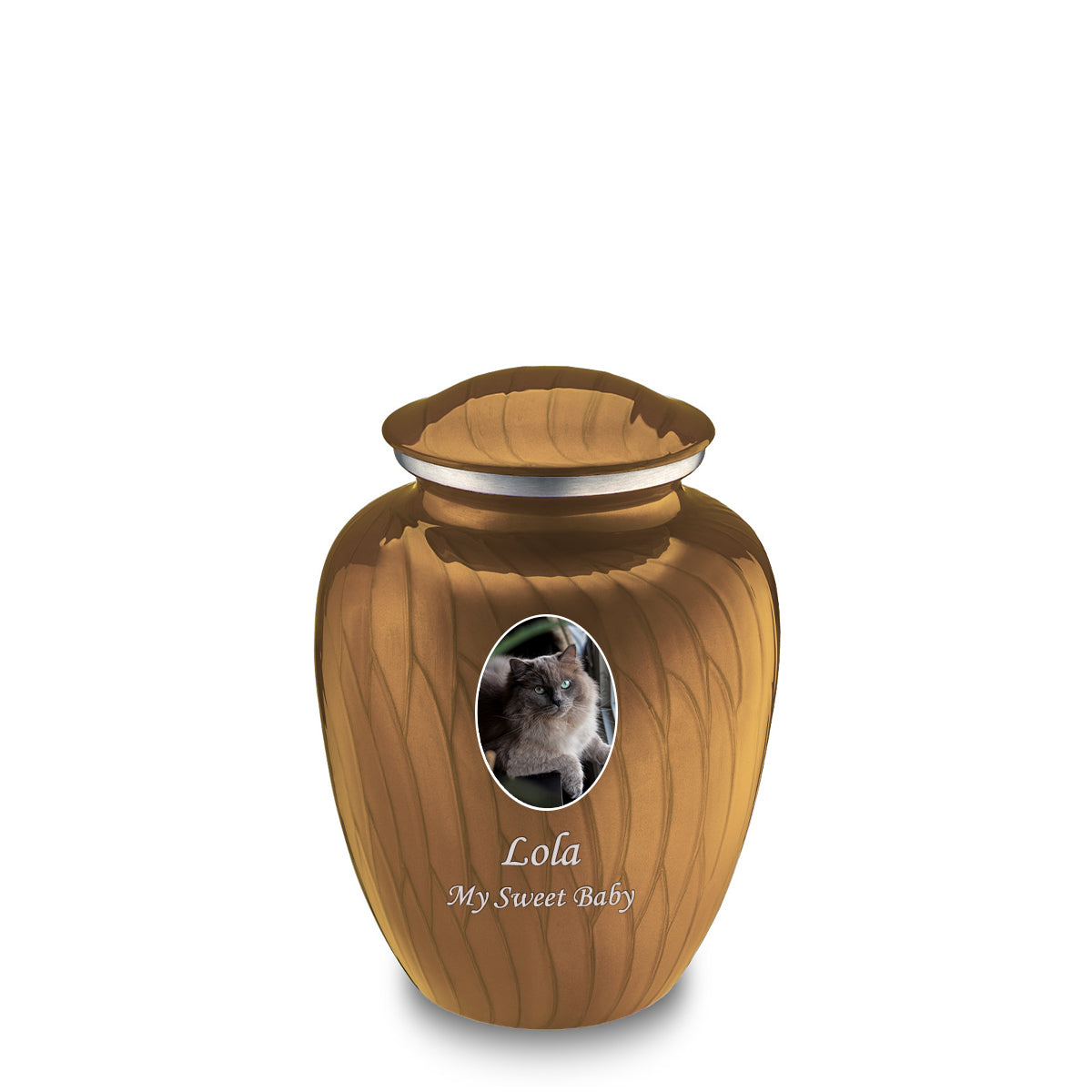 Medium Pet Embrace Pearl Gold Portrait Cremation Urn