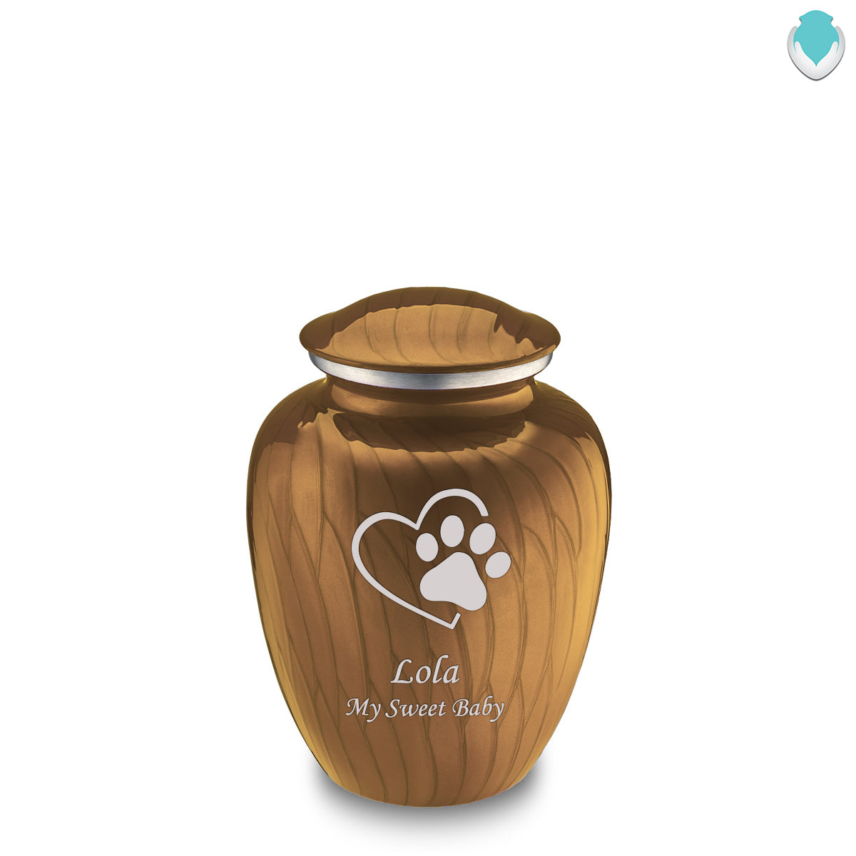 Medium Embrace Pearl Gold Single Paw Heart Pet Cremation Urn