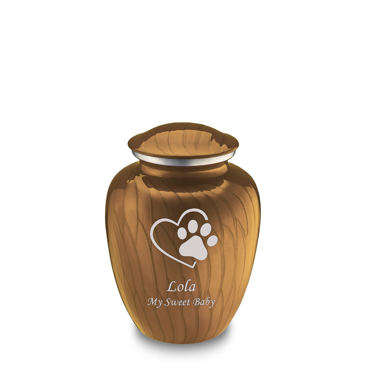 Medium Embrace Pearl Gold Single Paw Heart Pet Cremation Urn